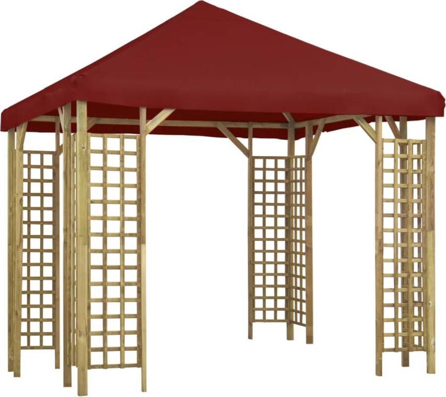 The Living Store Prieel Bordeaux 3x3x3m  Polyester PVC-coating  Grenenhout  UV-bestendig